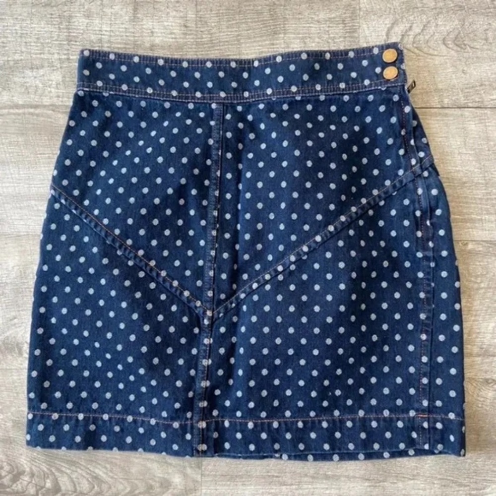 Rebecca Taylor Denim Polka Dot Mini Skirt